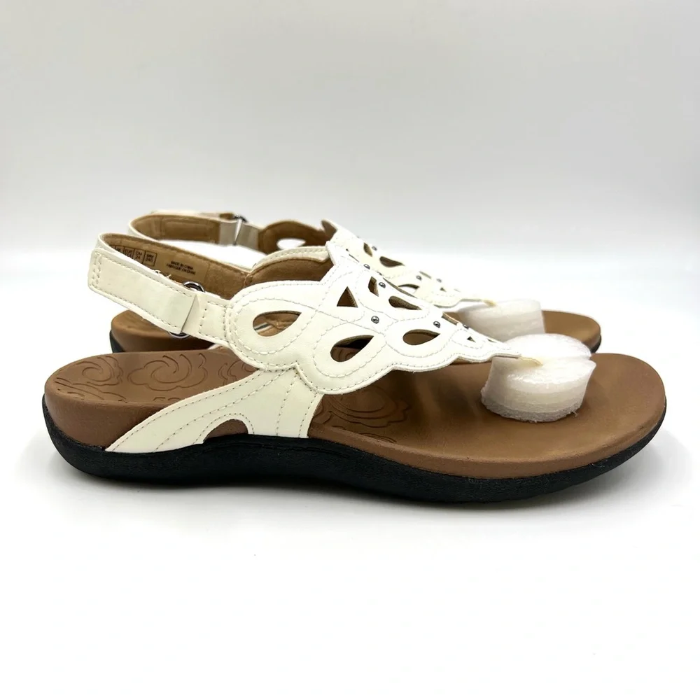 Rockport Womens Size 7 Ridge Sling Ivory‎ White Cutout Summer Sandals Shoes